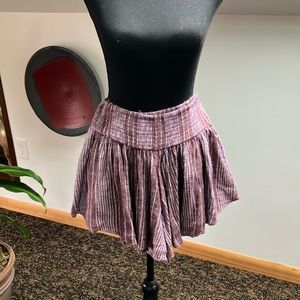 Free People skort, purple combo, shirred waist size XS